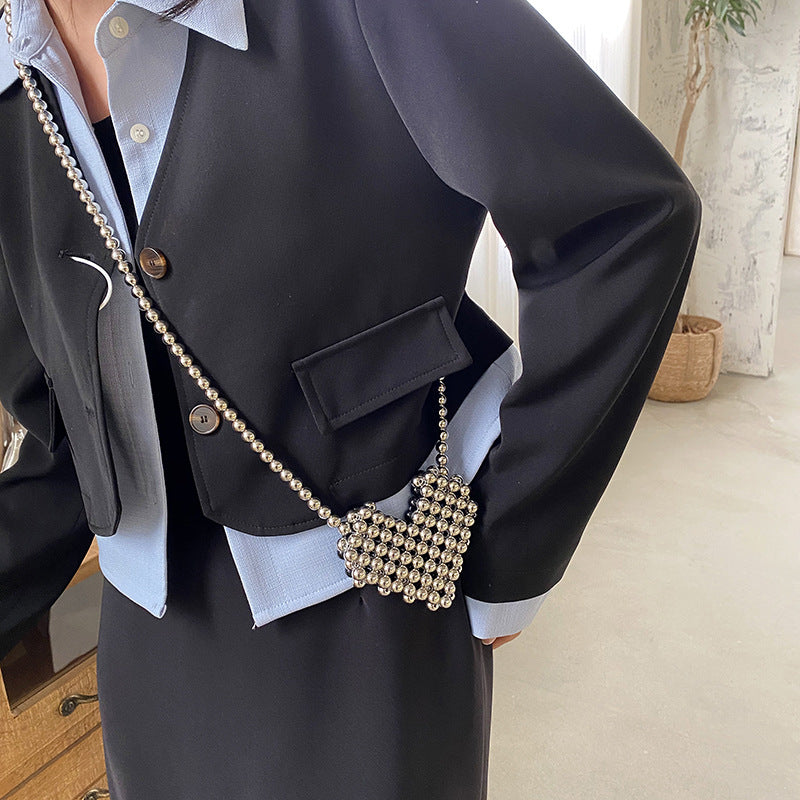 Wholesale Pearl Summer Beaded Heart Bag